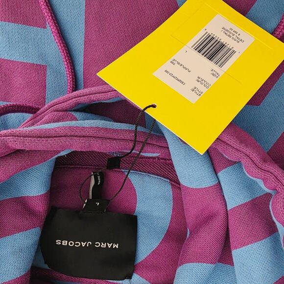 NEW Marc Jacobs Monogram Jumbo Logo Purple and Blue Graphic Oversized Hoodie - Picture 10 of 14
